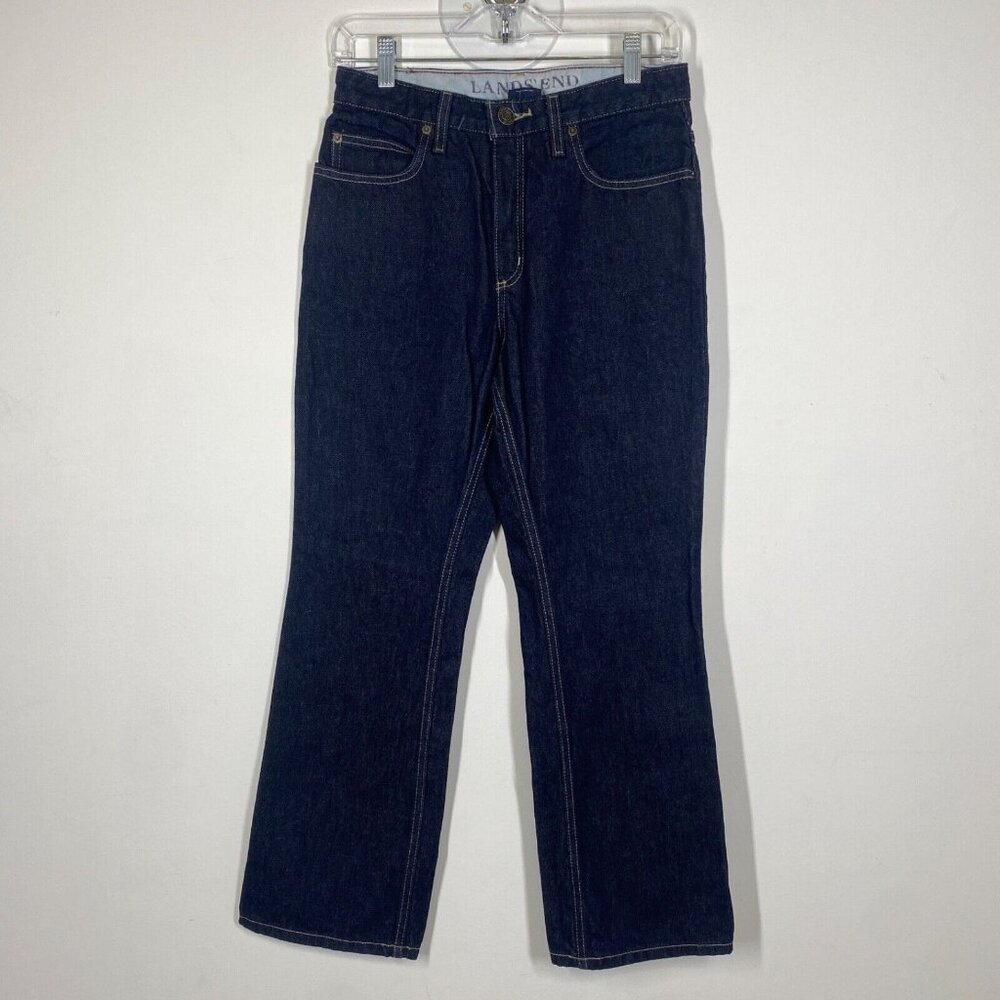 Lands' End Jeans Women 4P Blue Original Fit Boot Leg Traditional Waist